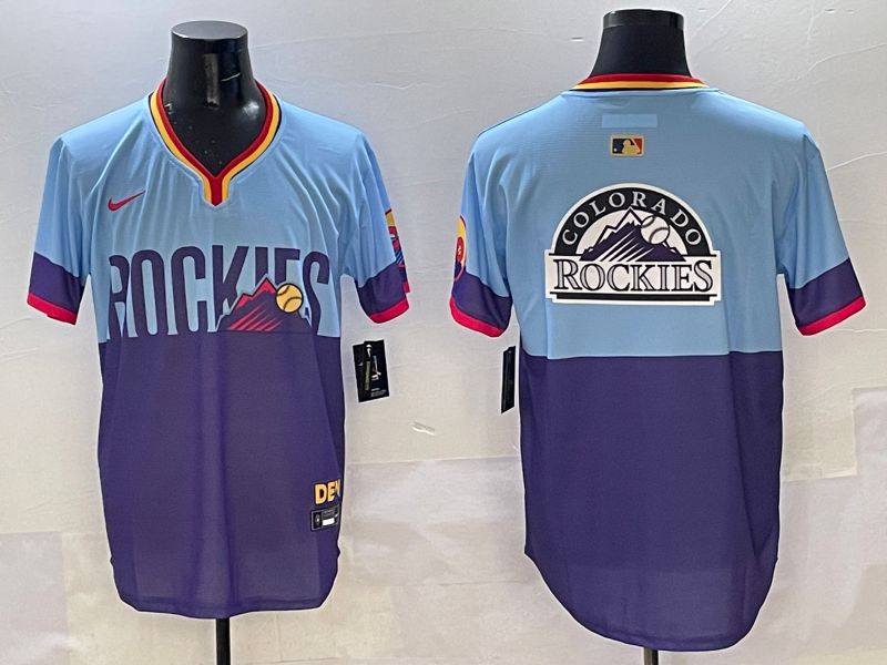 Men Colorado Rockies Blank Purple blue Joint Name 2025 Nike MLB Jersey style 6